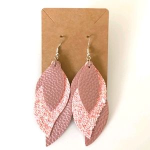 Layered Glitter Leaf Drop Earring